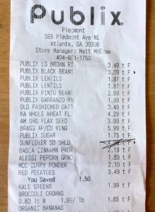 Eating Healthy on $4 per day receipt 2